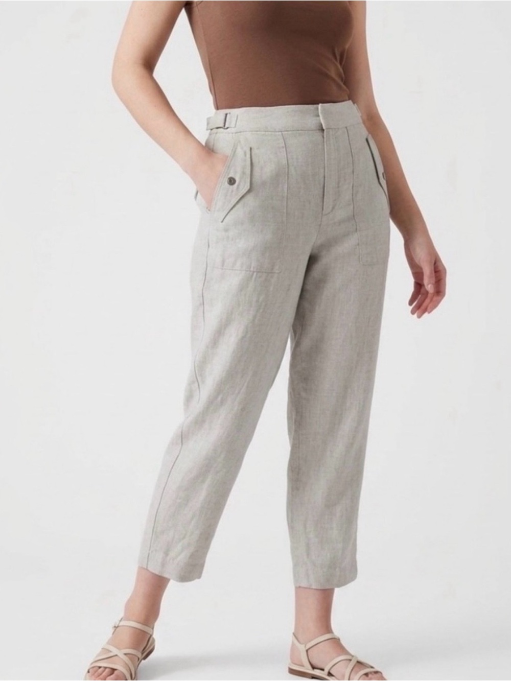 Athelta Voyager 100% Linen Cropped Summer Pants